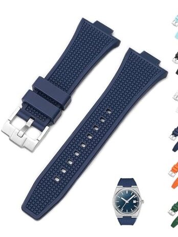 Tissot PRX Powermatic 80 40mm用 12mm ラバーバンド 交換用腕時計バンド バックル付き Tissot PRXシリーズ用 – 複数の色 (ブルー)