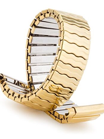 Speidel Men ‘sステンレススチール快適ストレッチWatchバンド、ゴールドまたはデュアルトーン交換用ストラップ、16 ? 22 mm、Curved EndまたはStraight End with No Clasp Straight end ゴールドトーン