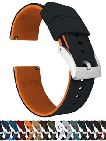 [BARTON WATCH BANDS] エリート シリコン 腕時計用 バンド ブラック/パンプキンオレンジ – クイック リリース – ストラップのカラー＆幅 選択可 22mm ブラック (トップ) / パンプキンオレンジ (ボトム)