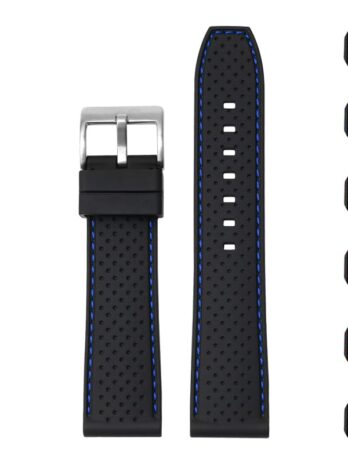 Tissot腕時計用バックル付きクイックリリースラバーバンド、ブライトリングウォッチ用交換用ラバーウォッチバンドストラップ – 複数色(ブルー、20mm)