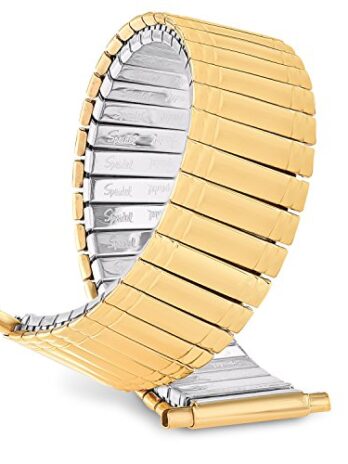 Speidel メンズ ステンレススチール 快適なストレッチウォッチバンド シルバー&ゴールドトーン 交換用ストラップ 16-22mm ストレートエンド 留め具なし カーブエンド Curved End