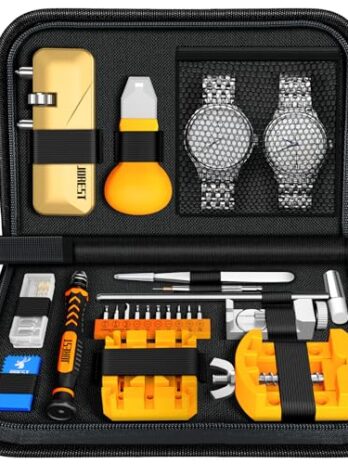 JOREST 腕時計 工具 セット、電池 交換、裏 蓋 外し、時計 修理 キット、時計 ベルト 調整、時計 バンド 調整、時計こうぐ 、時計 オープナー、時計 ドライバー、時計こじ開け工具、バネ棒外し