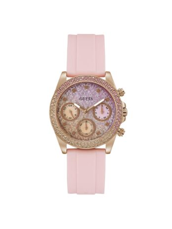 GUESS レディース 38mm 腕時計 – ピンクストラップ ピンクダイヤル ローズゴールドトーンケース, ピンク, one, クラシック