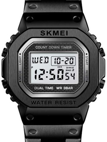 クロノグラフ カウントダウン デジタルウォッチ メンズ ステンレススチール アウトドア スポーツ 腕時計 アラームクロック 50M 防水, ブラック, big, クロノグラフ、デジタル。