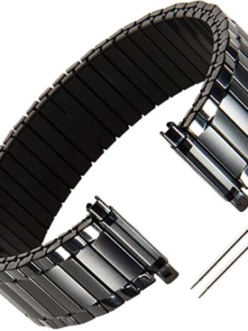 Gilden ユニ 拡張 17-26mm エクストラロング ステンレススチール 腕時計バンド 532 (ブラック 17-22mmのラグにフィット)
