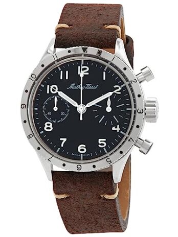 Mathey-Tissot オマージュタイプXXブラックダイヤルメンズ腕時計 TYPEXXIISE, ブラック///ホワイト, ストラップ