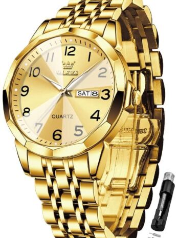 OLEVS 腕時計 メンズ ダイヤモンド うで時計 メンズ おしゃれ 人気 クォーツ アナログ ビジネス 日付 防水 夜光 watches for men (レッドウォッチ)