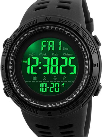 Gosasa ビッグダイヤル デジタルウォッチ Sショック メンズ ミリタリー アーミーウォッチ 防水 LED スポーツウォッチ C- Green Camouflage