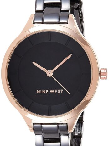 Nine West レディースブレスレットウォッチ Gunmetal/Rose Gold ガンメタル/ローズゴールド。