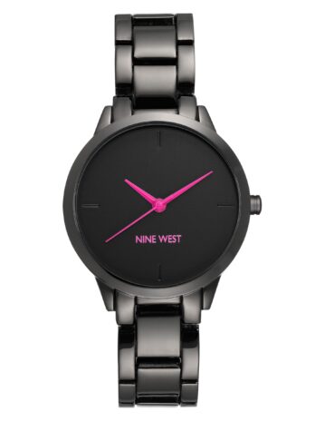 Nine West レディースガンメタルブレスレットウォッチ, ガンメタル、パープル。, NW/2435PRGY。