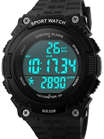 Gosasa スポーツ 防水 デジタル フィットネスウォッチ 歩数計 多機能 メンズ 腕時計 big ブラック