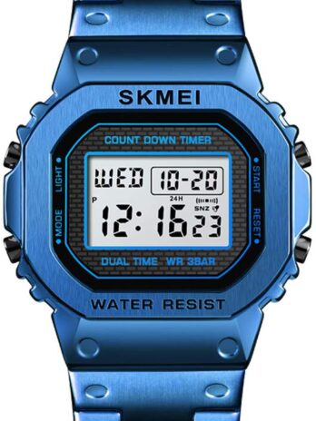 クロノグラフ カウントダウン デジタルウォッチ メンズ ステンレススチール アウトドア スポーツ 腕時計 アラームクロック 50M 防水, ブルー, big, クロノグラフ、デジタル。