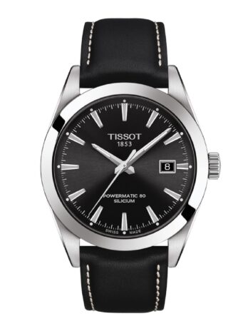 [ティソ] 腕時計 TISSOT ジェントルマン オートマティック パワーマティック80 シリシウム レザーベルト T1274071605100 メンズ ブラック文字盤