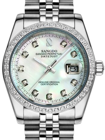 Gosasa Diamonds メンズ ゴールドステンレススチールバンド 自動機械式腕時計 M A- Men- Silver White