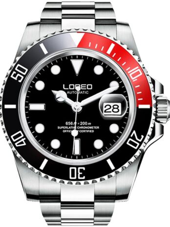 GMT メンズ ステンレススチール サファイア 自動巻き 機械式腕時計 回転ベゼル プロフェッショナル ダイブ ブレスレット 腕時計 Men’s standard ブラックレッド