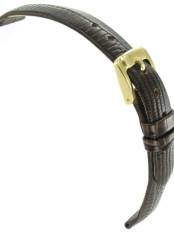 12 mm Speidel Genuine Leather Gator Lizard Grainブラウンフラット腕時計バンド女性用
