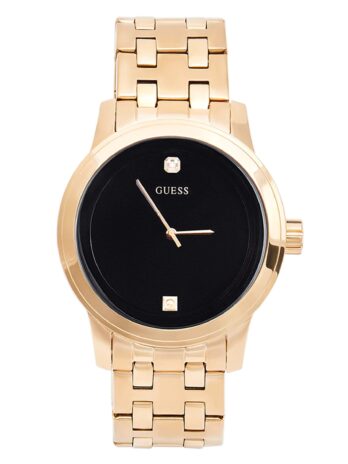 Guess Black and Gold-Tone Diamond Dress Watch