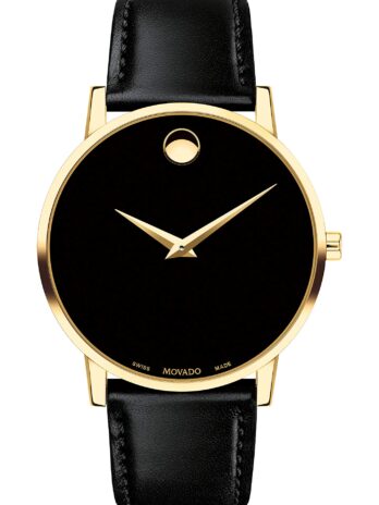 Movado Men’s Museum Classic 40mm Black Leather Band Steel Case Sapphire Crystal Quartz Analog Watch 607271
