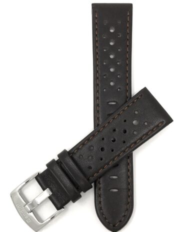 (バンディニ) Bandini 通気孔付き本革製腕時計バンド レーサー ステンレス製バックル付き 18～24mm 選べるカラー 22M-XL ブラウン