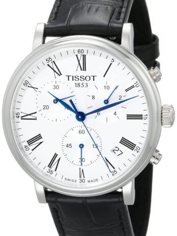 Tissot メンズ Carson 316L ステンレススチールケース スイス製クォーツウォッチ レザーストラップ付き ブラック 20 (モデル:T1224171603300) ブラック クォーツウォッチ ブラック クォーツウォッチ, ブラック///ホワイト, クォーツ腕時計。