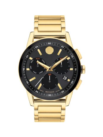 Movado Museum Sport クロノグラフ クオーツ ブラックダイヤル メンズウォッチ 0607803, ブレスレット