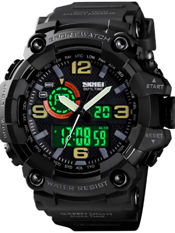 Gosasa メンズ ラージフェイス アウトドア スポーツウォッチ ミリタリー Sショックウォッチ 防水 バックライト アラーム ストップウォッチ 特徴 – トレーニング、ハイキング、冒険のための頑丈な腕時計。, A _1520_ブラック。, Big, スポーツ。