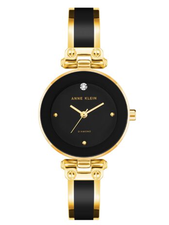 (アン・クライン) Anne Klein AK/1980BKGB バングル腕時計 女性用 ダイヤモンド付き文字盤 ブラックとゴールド調