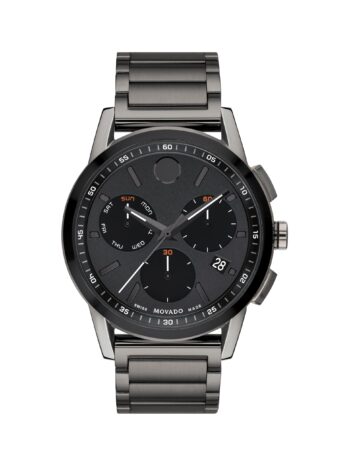 Movado Museum Sport クロノグラフ クオーツ ブラックダイヤル メンズウォッチ 0607558, ブレスレット