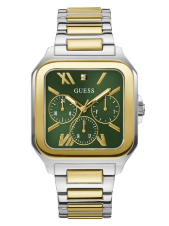 GUESS マルチトーンスクエア多機能腕時計, ツートンカラー。, one, クラシック
