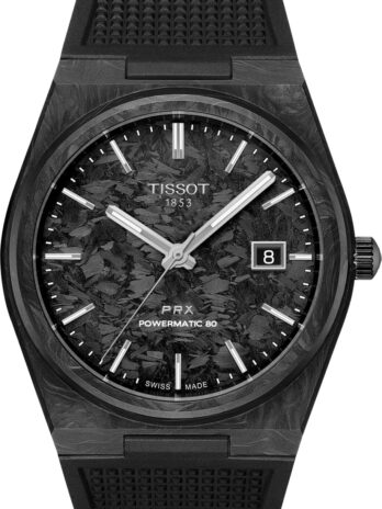 [ティソ] 腕時計 TISSOT PRX パワーマティック80 40mm カーボン[正規輸入品] ラバーストラップ T1379079720100 ブラックカーボン文字盤