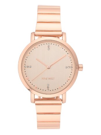 Nine West レディースクリスタルアクセントブレスレットウォッチ, ローズゴールド, One Size, NW/2278RORG。
