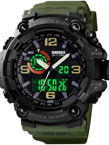 Gosasa メンズウォッチ 多機能 ミリタリー Sショック スポーツウォッチ LED デジタル 防水 アラームウォッチ, A _1520_アーミー&グリーン, Big, スポーツ