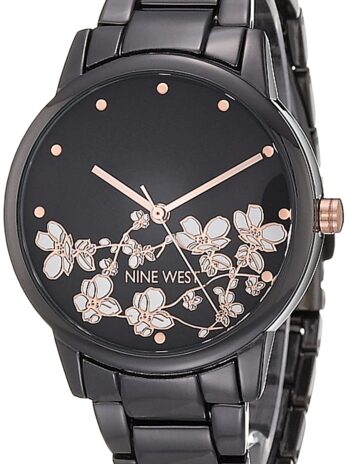 Nine West レディース ブレスレットウォッチ NW/2597, ガンメタルグレー。, NW/2597FLGY。