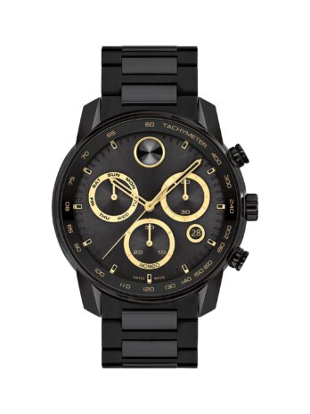 Movado Bold 3600906 Verso メンズ イオンメッキ ブラックスチールケースとブレスレット カラー: ブラック, ブラック, クロノグラフ。
