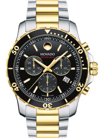 Movado Series 800 メンズウォッチ – スイスクォーツ クロノグラフ ムーブメント ステンレススチール リンク ブレスレット – 20気圧防水 – 彼のための高級ファッション時計 – 42mm, ツートーン, 42 mm, クロノグラフ、クォーツムーブメント。