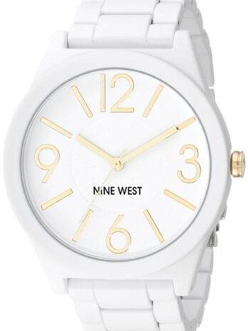 Nine West Women’s NW/1678WTWT Matte White Rubberized Bracelet Watch