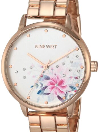 Nine West レディース クリスタルアクセント ブレスレットウォッチ ローズゴールド