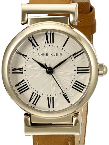 Anne Klein Women ‘s AK / 2246crhyゴールド調and Honeyレザーストラップウォッチ