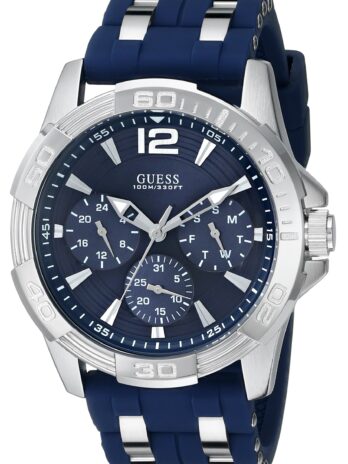 GUESS メンズ ステンレススチール製カジュアルウォッチシリコーン、色（モデル：）
