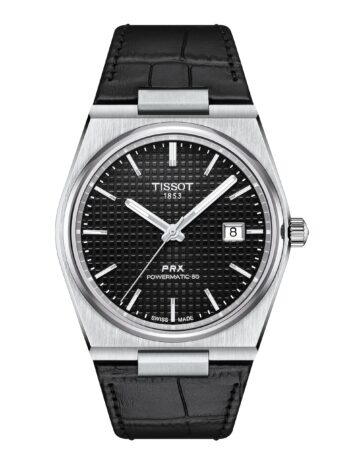 [ティソ] 腕時計 TISSOT PRX レザーベルト T1374071605100 メンズ ブラック文字盤