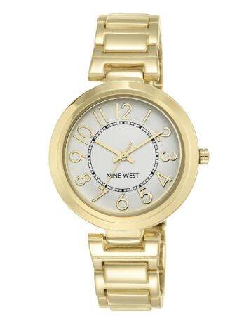 ナインウエストWomen ‘s NW / 1892svgb Easy to Readゴールド調ブレスレット腕時計