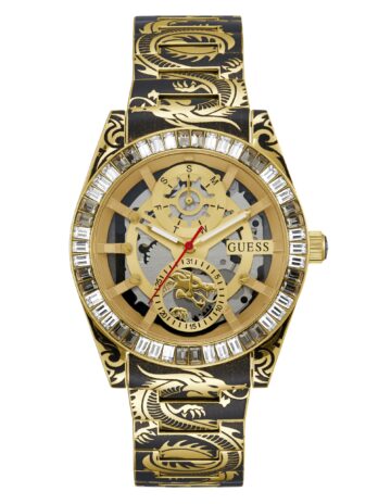 GUESS レディース 42mm 腕時計 – マルチカラーブレスレット ゴールドダイヤル マルチカラーケース, マルチカラー, クラシック