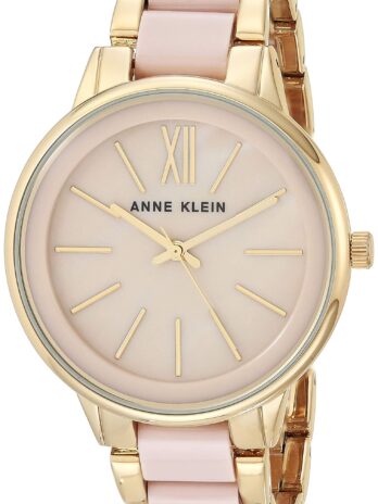 Anne Klein AK/1412BMGB ゴールドトーン ブラッシュピンク レジンブレスレットウォッチ