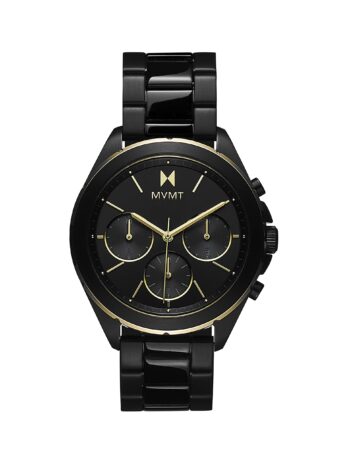 MVMT レディース アナログクォーツ腕時計 ステンレススチールストラップ 28000129-D、ブラック、ブレスレット, ブラック///ホワイト, ブレスレット