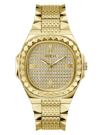 GUESS メンズ 42mm 腕時計 – ゴールドトーンブレスレット シャンパンダイヤル ゴールドトーンケース, ゴールド, one, クラシック