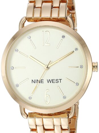 Nine West Women’s Quartz Stainless Steel and Alloy Dress Watch, Color:Gold-Toned