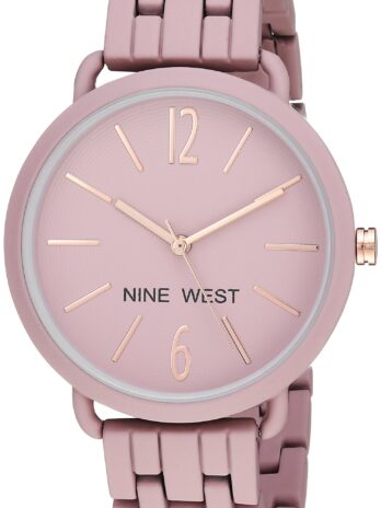 Nine West レディース ゴム引きブレスレットウォッチ, モーブ, NW/2148MVMV。
