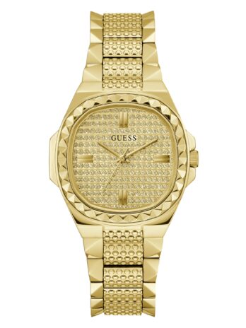 GUESS レディース 36mm 腕時計 – ゴールドトーンブレスレット シャンパンダイヤル ゴールドトーンケース, ゴールド, one, クラシック