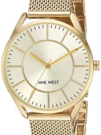 ナインウエストWomen ‘s NW / 1922chgbゴールド調メッシュブレスレット腕時計