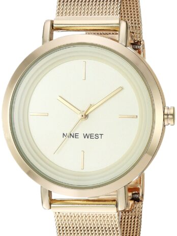 Nine West レディース ゴールド調メッシュブレスレットウォッチ ゴールド